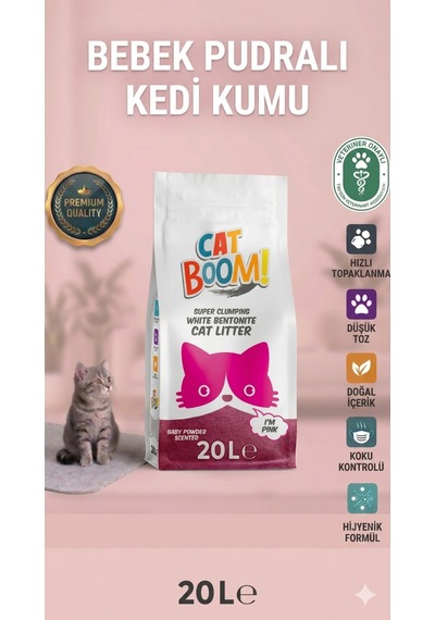 Cat Boom Bebek Pudrası Kokulu Bentonit Kedi Kumu 20 L