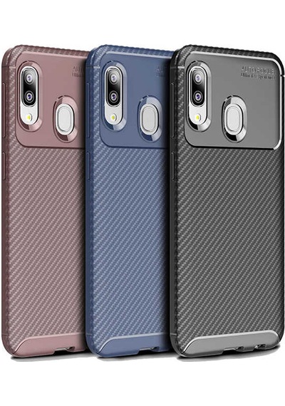 Samsung Uyumlu Galaxy A20e Kılıf Zore Negro Silikon Kapak Kahverengi