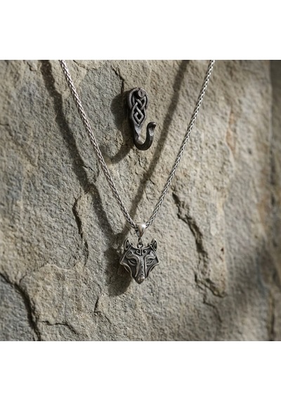 Viking Kurt Başı Kolye Erkek 925 Ayar Gümüş Wolf Head Pendant Minimalist Nordic Erkek Kolyesi
