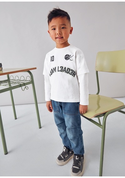 Mayoral Krem Erkek Çocuk Çift Kollu Sweatshirt 4075 Krem