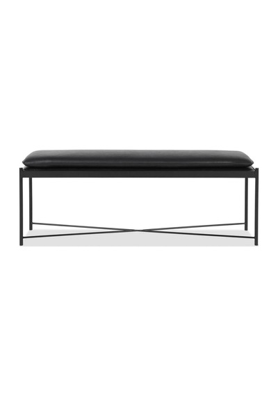 Essa Modern Suni Deri Döşemeli Metal Ayaklı Bench Gri