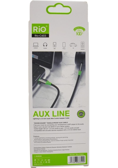 Rio 3,5mm Aux To Lightning Kulaklık/mikrofon iPhone Uyumlu Telefonları Arası Ara Kablo