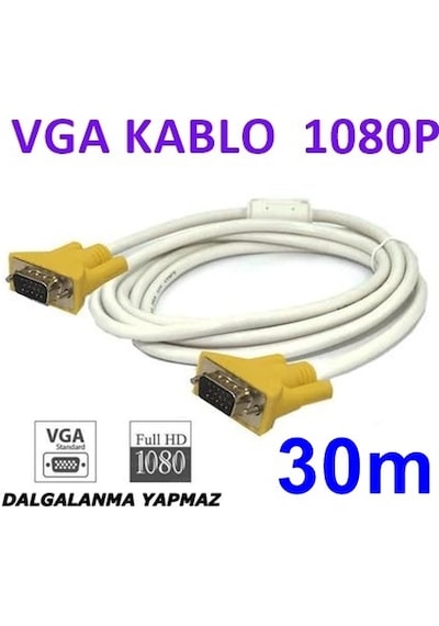 Vga Kablo Full Hd Projeksiyon Lcd Monitör Görüntü Kablosu 30Mt