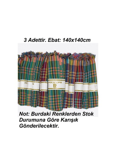 3adet Pöti Kare Sofra Örtüsü, Masa Örtüsü Saçaklı 140x140 -renkli Renkli