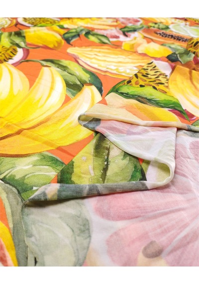 %85 Rayon %15 Elastan İnce Esnek Sandy Benzeri Jarse Turuncu Üzeri Meyve Desenli Kumaş Elbiselik & Bluzluk 130x240cm-12573 %85 Rayon %15 Elastan İnce Esnek Sandy Benzeri Jarse Turuncu Üzeri Meyve Desenli Kumaş Elbiselik & Bluzluk 130x240cm-12573