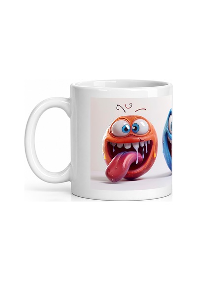Seramik Kupa Komik Dil Çıkaran Karakterler Baskılı 300 Ml Hediyel Beyaz