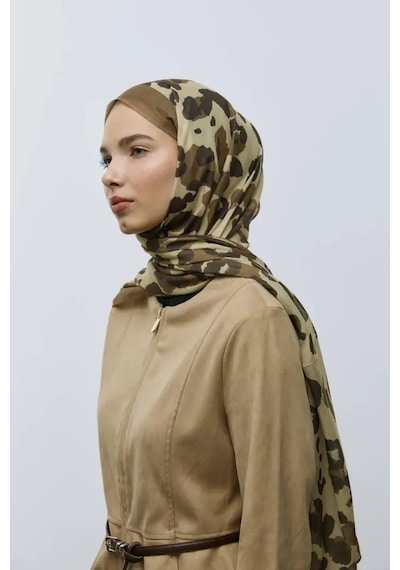 Moda Kaşmir Leopar Desen Aya Şal Altın