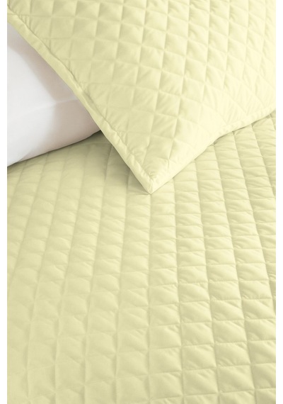 Sarı Minimal Genç Odası Tek Kişilik Pike Takımı - Kapitone Açık Sarı 160x220 Cm Yatak Örtüsü Rüzgarlı Seramik Nüansı