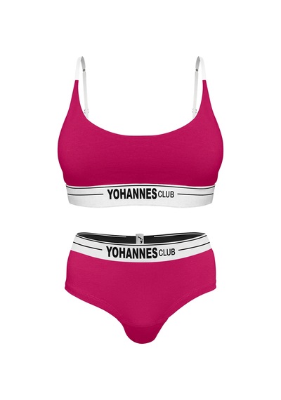 Yohannes Club, Kadın Pamuklu İç Çamaşırı Takımı, Renk Seçenekli, Bralet-kemerli Hipster Külot Pembe