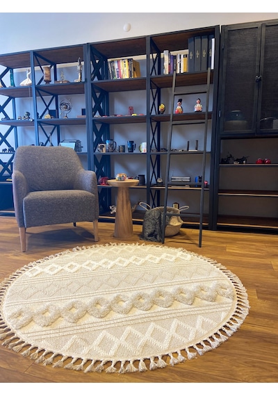 Dolce Vita Halı Jakarta 451 Ivory Beige Yuvarlak Halı Özel Ölçü Bej