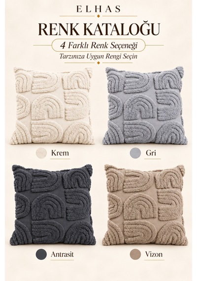 Kabartma Desenli Yumuşak Dokulu Dekoratif Kırlent Kılıfı Modern Ve Şık Yastık Kılıfı 1 Adet Gri - 923377985 Gri