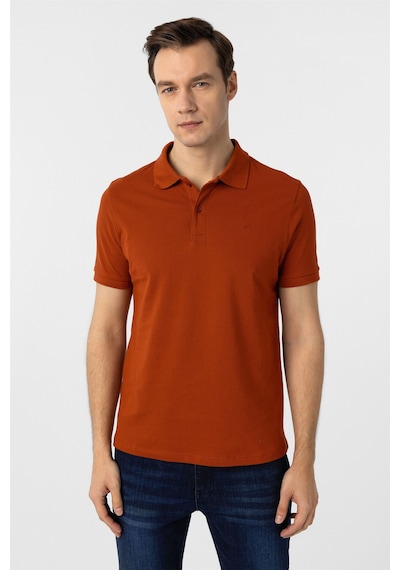 Süvari Kiremit Slim Fit Düz Polo Yaka Tişört KIREMIT