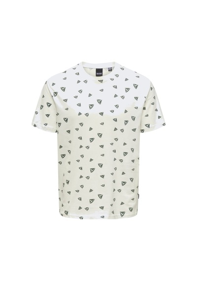Only Erkek T-shirt Sıfır Yaka Desenli 22028732 Beyaz