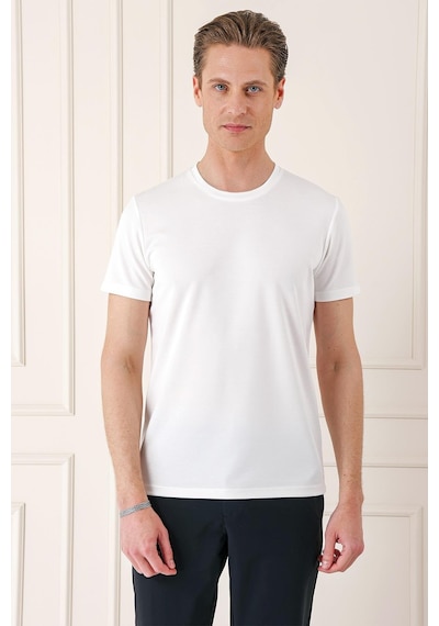 Efor Slim Fit Bisiklet Yaka Pamuklu Beyaz Tişört Ts 880 Beyaz