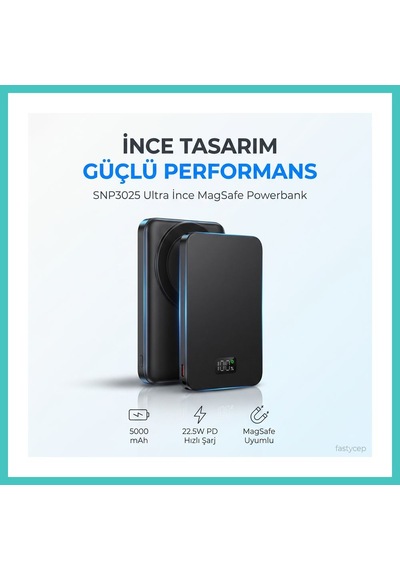 Ny Joy 3020 Magsafe Powerbank 5000mah Slim 22.5w Hızlı Şarj Led Ekran İnce Powerbank Şarj Cihazı Nyjoybz Çok Renkli