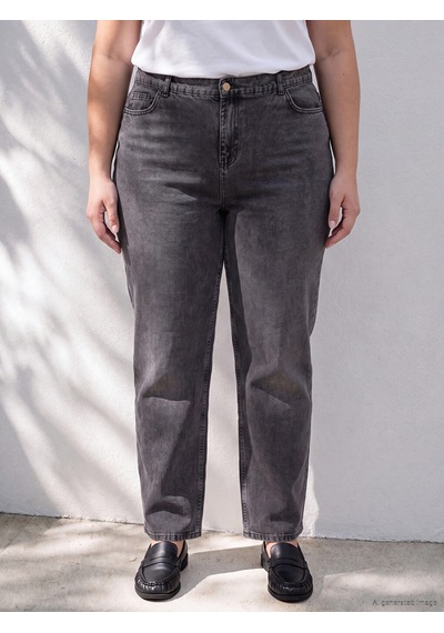 Lcw Curve Gri Beli Lastikli Straight Fit Kadın Jean Pantolon