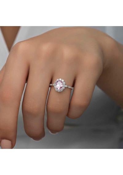Gumush Gümüş Pembe Oval Taşlı Kadın Yüzük (551188132)