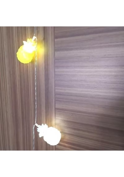 Ananas Renkli Led Işık Zinciri 10lu Parti, Oda, Kapı Ve Yılbaşı Ağacı Dekoratif Aydınlatma