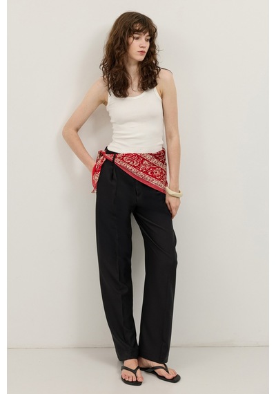 Antioch Geniş Paça Pileli Pantolon Siyah