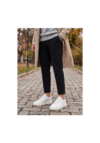 Crc Ayakkabı Beyaz %100 Hakiki Deri Yumuşak İç Pedli Bağcıksız Comfort Sneaker Ayakkabısı