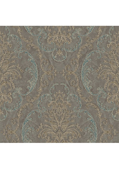 Adawall Eternal Glory Design Wallpaper - Damask Desen Rococo 1312-3/15 Kahverengi Mavi 1.06x15.6m - 16.5m² Çok Renkli