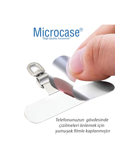 Microcase 360 Döner Başlıklı Telefon İp Askılıklar İçin Paslanmaz Çelik Tutacak Bağlantı Parçası-al4926 Siyah