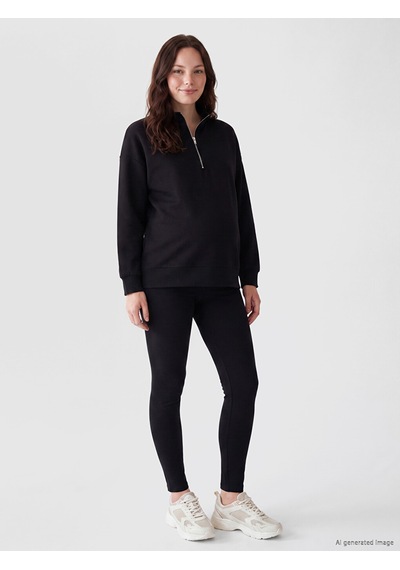 Lcw Comfort Siyah Dik Yaka Soft Touch Kadın Sweatshirt