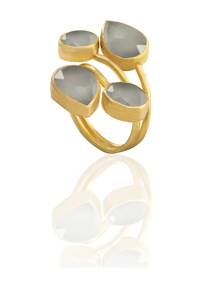 Kadir Jewellery 22 Ayar Altın Kaplama Zirkon Taşlı Kadın Vintage Yüzük Gri 02939427
