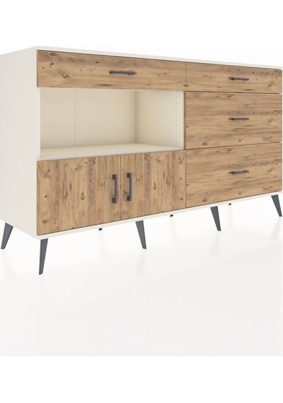 Hyperion Konsol Tek Raflı 4 Çekmeceli 2 Kapaklı 176x44x99 Aytaşı- Aytaşı-çam