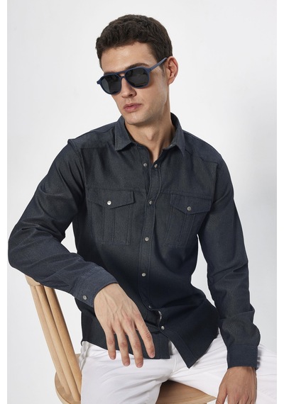 Tudors Erkek Slim Fit Dar Kesim Uzun Kollu Denim Kot Yıkamalı Çift Cepli Antrasit Spor Yaka Gömlek-31721 Antrasit Tudors Erkek Slim Fit Dar Kesim Uzun Kollu Denim Kot Yıkamalı Çift Cepli Antrasit Spor Yaka Gömlek-31721 Antrasit