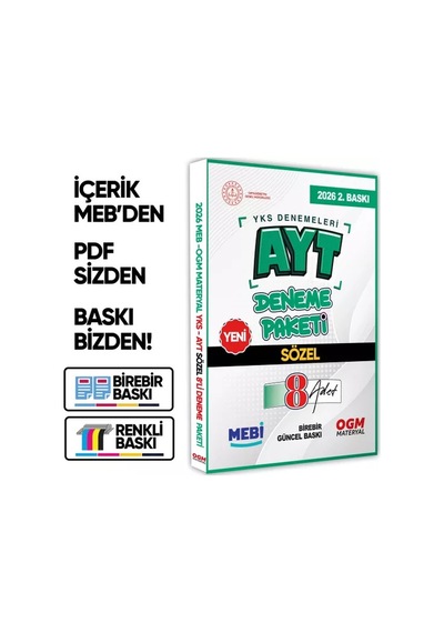 2026 YKS-AYT MEBİ ONLİNE Güncel SÖZEL 8li Seri Deneme Fasikül Paketi (A4 Boyut Renkli) BASKI ÜCRETİ2026 YKS-AYT MEBİ ONLİNE Güncel SÖZEL 8li Seri Deneme Fasikül Paketi (A4 Boyut Renkli) BASKI ÜCRETİ