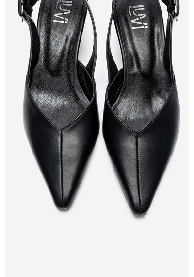 Luvishoes Dıorıs Siyah Cilt Hakiki Deri Kadın Kısa Topuklu Ayakkabı