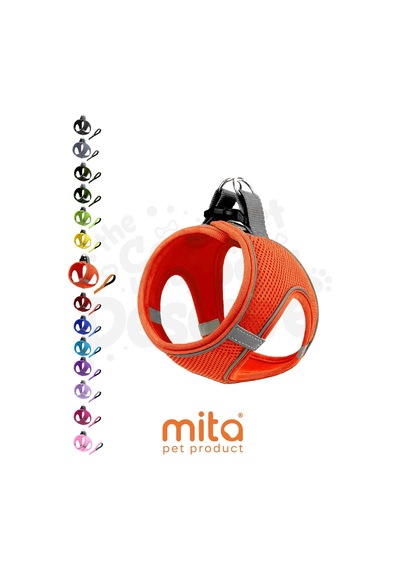 Mita Air Mesh Kedi Köpek Göğüs Tasması Çift Reflektörlü, Terletmeyen Neon Turuncu
