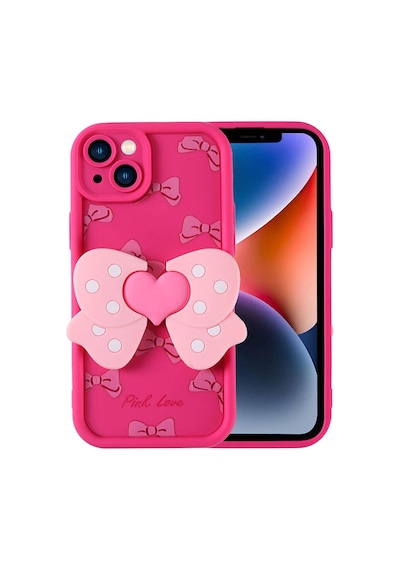 Zore İphone 14 Kılıf Kamera Korumalı Figür Tasarımlı Ogaa Kapya Kapak - Pembe Koyu