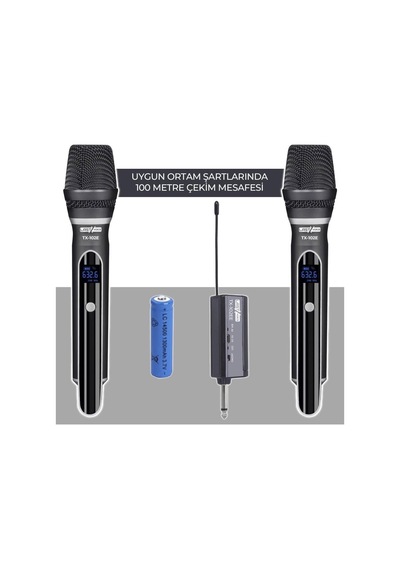Lastvoice Tx-102e Çok Amaçlı Uhf Telsiz Kablosuz Çiftli El Mikrofon