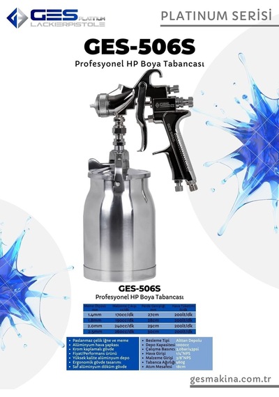 Ges Platınum K506s 1.8 MM Alttan Depolu Boya Tabancası
