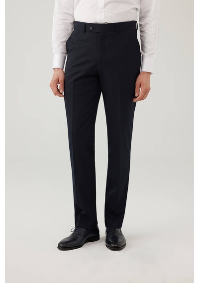 Erkek Lacivert Regular Fit %100 Yün Kumaş Pantolon