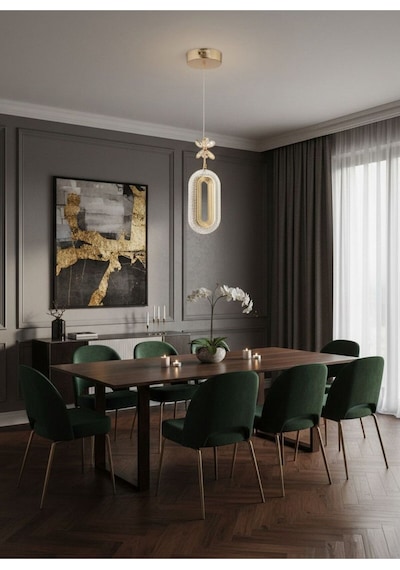 Eclipse Tekli Gold Ledli Kristal Taşlı Led Avize 3 Renk Modu Oturma Odası Yatak Odası Led Avize Metalik
