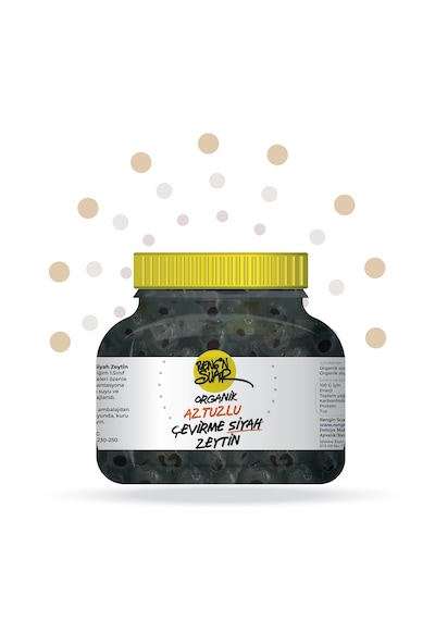 Organik Çevirme Az Tuzlu Siyah Zeytin 1200 G - 2025 Hasatı
