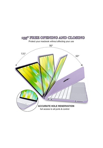 Macbook Neo 13 İnç A18 Pro A3404 Kılıf Kristal Ön Arka Şeffaf Kapak Mor