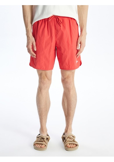 Lcw Swımwear Kırmızı Kısa Boy Baskılı Erkek Deniz Şortu