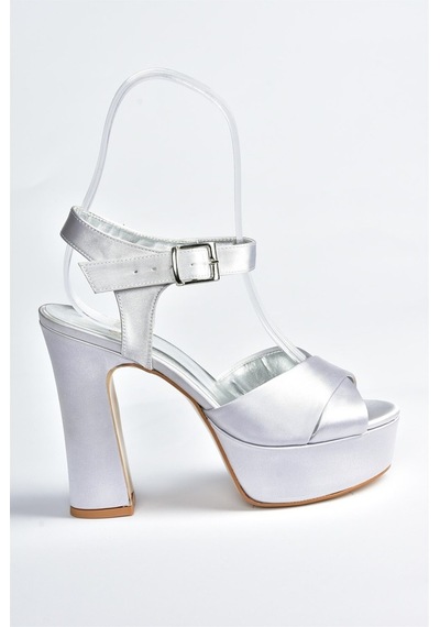 Fox Shoes Gümüş Saten Kumaş Platform Topuklu Kadın Abiye Ayakkabı (546768400)