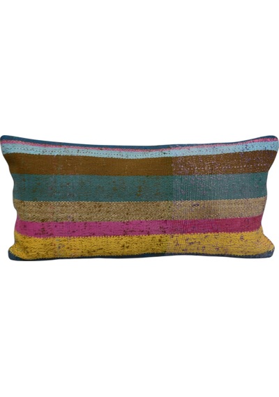 Zehra Abla Halı Yeni El Dokuma Dekoratif Lumbar Kilim Kırlent Yastık Kılıfı 6176