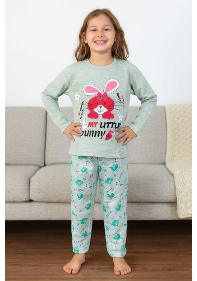 Çocuk Pijama Takımı %100 Pamuk Turkuaz