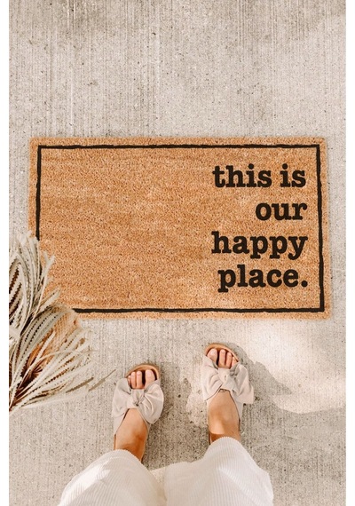 Çerçeveli This Is Our Happy Place Koko Kapı Önü Paspası Tek Renk