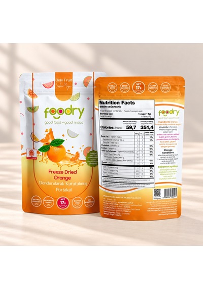 Foodry Dondurularak Kurutulmuş Portakal Freeze Dry Orange Katkısız Çıtır Meyve Atıştırmalığı 17 G