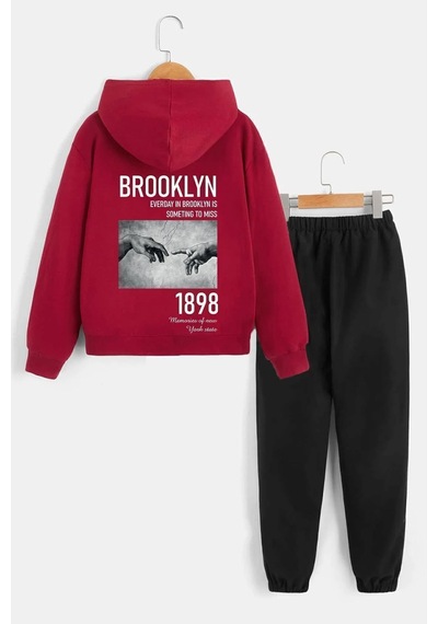 Uyguntarz Çocuk 1898 Brooklyn Baskılı Eşofman Takımı Kırmızı