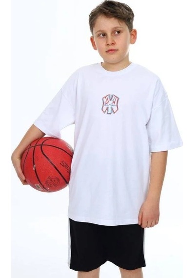 Ekkokids Erkek Çocuk Ny Baskılı Tshirt-14541 Beyaz