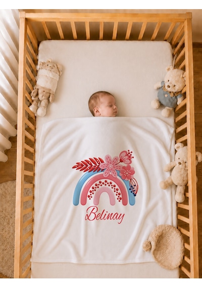 Pia Baby Kız Bebek Yeni Doğan Tulum Seti 4 Lü %100 Pamuk İsimli Organik Baskılı Battaniyeli 2029btyx Ekru