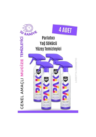 Selsil Pak 4 'lü 500 Ml Mucize Köpük Temizleyici Sprey Yağ Sökücü, Parlatıcı